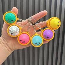 1pc Cute Bun Stress Relief Squeeze Toy Keychain, Car Couple Pendant, Bag Charm, Decompression Toy, Gift Small Present - Multicolor - View 4