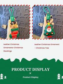 1pc Christmas Cartoon PU Leather Key Lanyard Christmas Tree Reindeer Sock Pendant Holiday Gift Car Keychain Bag Charm - A - View 3