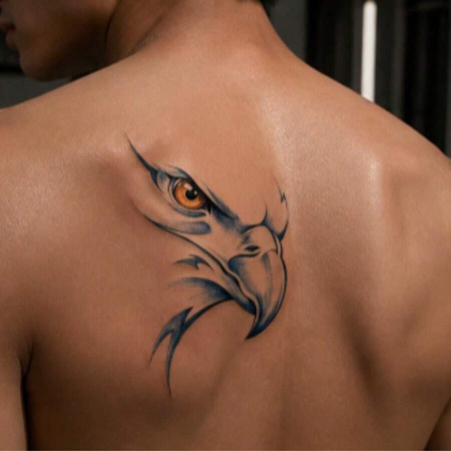 1pc Waterproof Anti-Rubbing PVC Realistic Eagle Tattoo Sticker, Suitable For Daily Wear - Blue - View 1