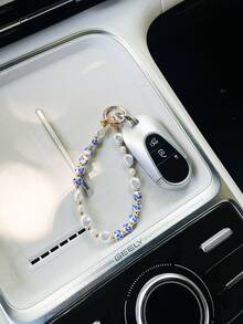 1個新款不對稱仿珍珠鑰匙圈吊飾創意汽車鑰匙環掛飾包包吊飾小禮物 - A - 查看 4