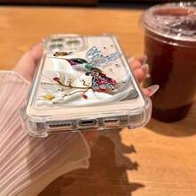 1件創意花卉彩色蜂鳥圖案透明氣墊TPU材質防震手機殼，可用作節日禮物，兼容Apple 11/12/13/14/14plus/15/15plus/16/16plus/7/8plus/17/17pro、Galaxy S22/23/24/25/A05/A05S/A53/A54/A55及其他機型保護殼 - 彩色 - 查看 4