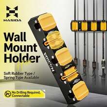 HASIDA New Soft Glue Wall‑Mounted Fishing Rod Holder Drill‑Free Rod‑ Quick‑Release Lure Rod Storage Display Rack - 6‑slot EVA & Spring Steel Yellow - View 4