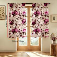 2 piezas Cortinas con patrón de flor de peonía púrpura, que simboliza la riqueza y el honor, diseñadas con bolsillo para barra para protección de la privacidad e instalación fácil, opción ideal para ventanas del hogar - Multicolor - Ver 16