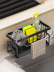 A Versatile Plastic Storage Rack For Kitchen And Bathroom Sinks - Faucet-Mounted Storage Rack, Suitable For Rags, Sponges, Brushes, Dish Soap, Steel Wool, And Other Items - Durable, Easy To Clean,Kitchen Accessories, Kitchen Storage - Multicolor - View 4