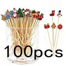 1/20/50/100/200/400pcs/Multiple Christmas Theme Decorative Picks, Including Small House, Snowman, Gift, Sock, Snowflake And Other Fun Shapes, Suitable For Cake, Dessert, Fruit Platter, Cocktail Garnish Decoration, Christmas Party Gathering Dessert Table Decoration, Enhancing Holiday Atmosphere, Enriching Tabletop Festive Decoration Matching. - Multicolor - View 13