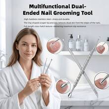 JSS. JSS 2Pcs Russian-Style Double-Ended Stainless Steel Cuticle Pusher, Nail Dead Skin Remover Spoon, Anti-Slip Handle Manicure Pedicure Pre-Treatment Nail Art Tool - Silver - View 6