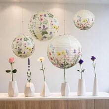 Ins Style Pastoral Butterfly & Floral Paper Lantern, Suitable For Wedding, Window Display And Cozy Decor, Hanging Lantern Can Be Used For Flower Shop Atmosphere - Multicolor - View 11