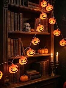 10/20LED Halloween Pumpkin LED String Lights, Battery Operated Indoor Outdoor Window Fireplace Porch Decor Lights, Halloween Haunted House Party Thanksgiving Harvest Atmosphere Decorations - Multicolor - View 10