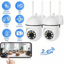 1-2pcs 1080P FHD WiFi Security Camera 360° Panoramic PTZ Indoor Camera Two-Way Audio Human Detection Night Vision USB Powered Home Surveillance Camera - White - View 2