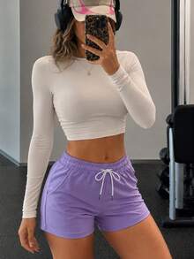 Women's Loose Fit Quick-Dry Elastic Breathable Sports Shorts, Suitable For Casual, Running And Fitness - Purple - View 1