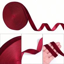 1-4cm 10yd Burgundy Single-Sided Velvet Ribbon, Handmade DIY Hair Accessories, Clothing Bows Supplies; Suitable For Christmas, Halloween, Wedding, New Year, Birthday, Back To School / Graduation Party Decoration, Bouquet Wrapping, Gift Wrapping Ribbon - Burgundy - View 9