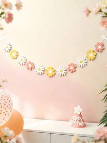 漸層雛菊花串飾生日派對場景裝飾旗,1組2件裝,聖誕 1件/袋 - 小雛菊拉旗B - 查看 10