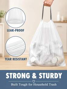 5/1 Roll Standard Kitchen/Bathroom Trash Bags And Drawstring Storage Bags; Plastic Material; Multi-Purpose Disposable Bags, Suitable For Home, Kitchen, Office, School, Outdoor And Bathroom Use; Perfect As Christmas Gifts And School Supplies - Multicolor - View 5