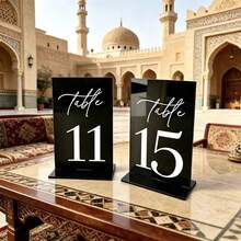 5pcs/10pcs Black Acrylic Wedding Table Number Signs 10*15cm Modern Calligraphy Printed Self-Standing Table Cards Reusable Easy To Install Personalized Industrial Style Suitable For Wedding Birthday Party Restaurant Commercial Graduation Ceremony Wedding Favors Table Centerpiece Home Decor - Black - View 8