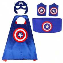 Asmodee 5pcs Superhero Cape Set, Includes Iron Man, Captain America, Cape, Mask, Wristbands, Halloween Costume - Multicolor - View 7