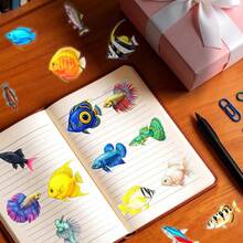 50Pcs New Creative Fish Shaped PET Stickers Various Unique Colorful Fish Waterproof Decals For Daily Decor - 50 PCS - View 8