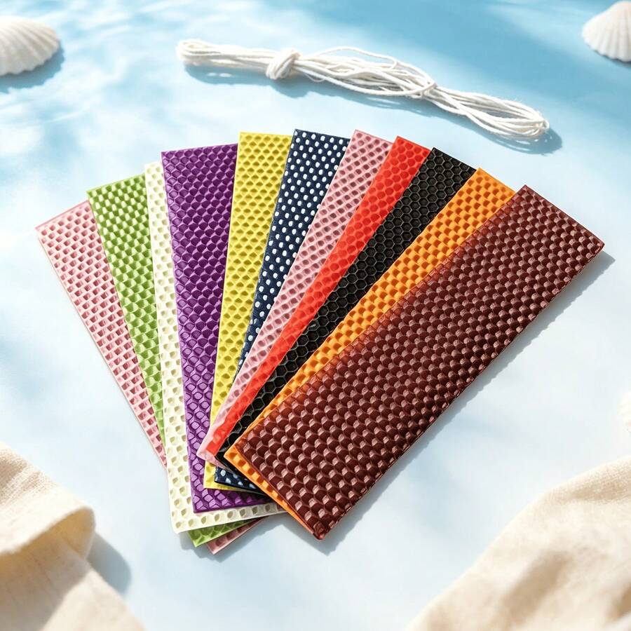 10pcs Colorful Beeswax Sheets - 5X20cm, Candle DIY Material Kit, Handmade Candle Making Accessories - Beeswax Sheets - View 1