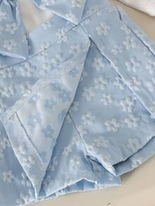 2pcs Baby Girl Fresh Soft 3D Bow Long Sleeve Top & Skort Set, Lightweight Spring/Autumn - Baby Blue - View 7