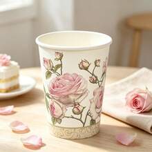 10/25/50pcs Paper Cups, Coffee Cups, Glass Cups, Drinking Cups, Rose Print Paper Cups, Bachelorette Party Paper Cups, Party Paper Cups, Wedding Paper Cups - Multicolor - View 3