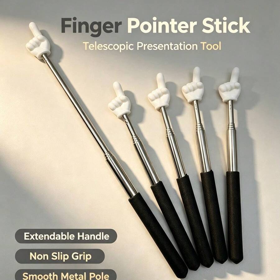 1/2pcs Telescopic Finger Pointer, Portable, Metal Body, Retractable Design, Suitable For Classroom Guidance, Meeting Presentation, Speech Explanation, Activity Props, Halloween Christmas Interactive Scenes, On-Site Pointing Assistant Tool - A - View 1