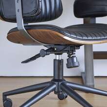 Office Chair Leather Black - Ergonomic With Wheels - Black - View 7