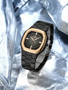 REWARD Men's Quartz Watch, Business Fashion Style, Date Display, Luminous Hands, Multi-Function, High-Quality Gift, Classic Design, Stainless Steel Band - Black - View 3