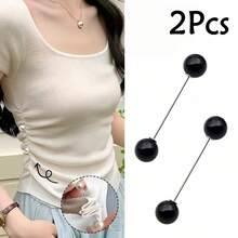 2/4/6Pcs T-Shirt Shortening Tool Invisible Waist Cincher Hem Tightener Adjustable Buckle Round Bead Pin No-Sew Knot Button - Multicolor - View 17