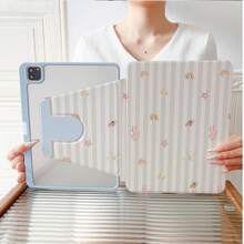 1件粉色條紋海星印花360°可旋轉平板保護殼，相容於iPad 11/A16/10th/Air4/5/6/Pro 12.9/2024/2025/2020/2021/2022/2023/10.2/10.9，相容於Galaxy Tab A8/A9 Plus/S6 Lite/S7/S9FE PLUS，相容於小米，適合工作、旅行與居家使用，相容於Oppo Pad、Matepad、Pad、Honor Pad、Xiaoxin Pad - 彩色 - 查看 11