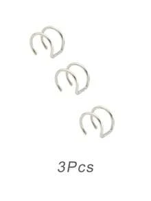 5Pcs/3pcs Stainless Steel Fake Lip Cuff False Lip Ring Fake Lip Nail Piercing Jewelry For Women Men Clip Ear Cuffs Fake Lip Non Piercing Labret Rings - Multicolor - View 18