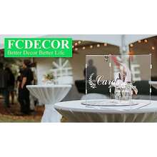 Transparent Acrylic Willow Leaf & Wheat Ear Carved Cards Wedding Greeting Card Storage Box With Metal Lock, Guest Blessing Card Collection Box, Lawn Wedding Engagement Party Birthday Party Sign-In Message Display Box - 1PC - View 5