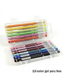 12-Color Diamond Neutral Pen Set With Storage Box, 0.5mm Fine Tip Colored Pens, Smooth Writing Diary Pens, Suitable For Note-Taking, Drawing, Sketching, Bookkeeping, School And Office Supplies - Diamond Gel Pen Set - View 12