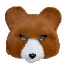 1pc Animal Bear Mask, Plush Realistic Bear Mask, Polyester Fiber, Animal Costume Party Mask, Party, Halloween - Multicolor - View 13