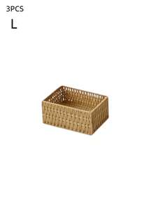 1/3pcs Handmade Woven Rattan Storage Tray Desktop Organizer, Suitable For Cosmetics, Keys, Jewelry, Stationery And Other Small Daily Items, Multi-Functional Stackable, Rustic Natural Woven Rattan Finish, Versatile Fashionable, Suitable For Home Living Room Bedroom Study Office Desktop - Camel - View 18