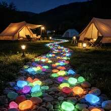 1 Pack Mixed Color Glow-In-The-Dark Pebbles, 1cm Diameter, Fluorescent Colorful Decorative Stones, Suitable For Aquarium, Fish Tank, Garden Path, Patio, Lawn, Terrace Landscape And Yard Decoration, DIY Crafts, Random Colors - Multi-color - View 2