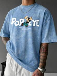 Men's Vintage American Graphic Washed Short Sleeve T-Shirt | Suitable For Summer Wear | Comfortable & Breathable | Leading The Fashion - Baby Blue - View 3