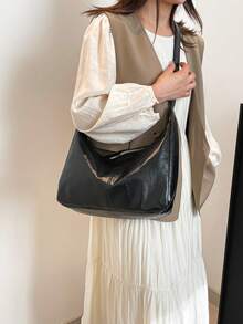 Hevel,Fashionable Large Capacity Shoulder Tote Bag For Women, Design,Black Bag,Bags For Woman - Black - View 7