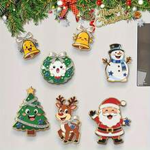 1 Set Christmas Acrylic Refrigerator Magnets, High-Definition Santa Claus, Snowman, Reindeer, Bell Patterns, Suitable For Refrigerator, Car And Store Decoration, Create Holiday Atmosphere - Multicolor - View 8
