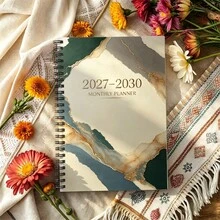 1PC A5 4-Year Monthly Planner 2027-2030, Classic Blue Floral Cover Spiral Notebook, 48 Month Calendar With Tabs, Twin-Wire Bound Premium Paper, Weekly & Monthly Schedule Organizer For Student Office School - A5 - View 6