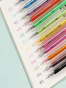 12-Color Diamond Neutral Pen Set With Storage Box, 0.5mm Fine Tip Colored Pens, Smooth Writing Diary Pens, Suitable For Note-Taking, Drawing, Sketching, Bookkeeping, School And Office Supplies - Diamond Gel Pen Set - View 3
