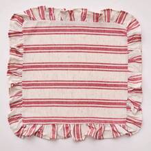 1/2/4/6/8pcs Red Triple Stripe Ruffle Edge Square Placemats, Multiple Quantity Options, Versatile For Home Kitchen Table Decor, Water Cup Bowl Plate Anti-Slip Mat, Suitable For Holiday Party Birthday Wedding Dinner Office Desk Coffee Table Home Decor Room Decor Dorm Decor All Season - Red - View 12