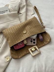 New Fashion Women's Envelope Bag, Versatile Solid Color Handbag, Large Capacity Casual Tote - Khaki - View 12