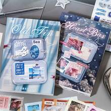 1 Book 20pcs Memory Iron Box Cut-Out Sticker Book, Creative Material Decorative Small Items English Lettering Scrapbook Background Collage Decoration Scene Stickers Book Office Student Supplies, Back To School - A - View 10