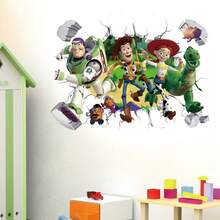 Disney Cartoon Kids Room Wall Sticker PVC Self-Adhesive Cute Buzz Lightyear Kindergarten Window Decal - A - View 2