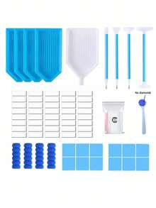 全新DIY鑽石畫工具筆套組，含托盤配件，完整鑽石畫工具套組，DIY手工配件套組，鑽石畫套組 - A - 查看 10
