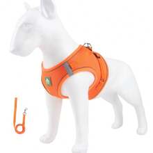 High Visibility Reflective Dog Harness, Breathable Mesh Pet Vest Harness, Adjustable Chest Strap For Small And Medium Dogs, Comes With Matching Dog Leash, Suitable For Night Walks - Multicolor - View 48