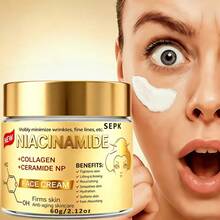 SEPK Latest Potent Niacinamide Face Cream - Powerful Moisturizing & Instant Lifting Firming Day & Night Care, Smooths Rough Texture, Contains VC, Glycerin, Retinol And Collagen. Suitable For All Skin Types. Visibly Reduces Wrinkles And Fine Lines. Can Be Used Previously - Collagen - View 2