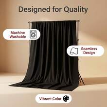 VOJCBKRE Black Backdrop, Polyester Photography Background Cloth, Double-Sided Design, High Density, Foldable Seamless Background Screen, Suitable For Video And Photography Studio, Large Party Backdrop Curtain (Stand And Clips Not Included) - View 6