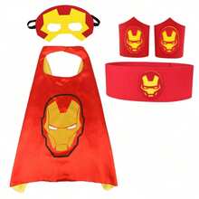 Asmodee 5pcs Superhero Cape Set, Includes Iron Man, Captain America, Cape, Mask, Wristbands, Halloween Costume - Multicolor - View 9