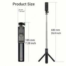 S03 Wireless Selfie Stick With Detachable Remote, 360° Rotation And Extendable Tripod, Handheld Stabilizer For Live Streaming, Suitable For Smartphones, Selfie/Recording/Photography/Live/Vlogging - Black - View 6