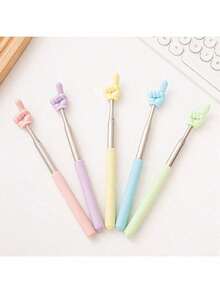 1/2pcs Macaron Telescopic Finger Pointer, Sponge Grip Extendable Teaching Stick, Book Page Knowledge Point Indicator Rod, Stainless Steel Telescopic Pole With Adjustable Length, Soft Rubber Gesture Tip For Books And Paper, Suitable For School Classroom Text Reading, Christmas Holiday Picture Book Guidance, Halloween Theme Storytelling, Short Video Promotion - Multi-color - View 7